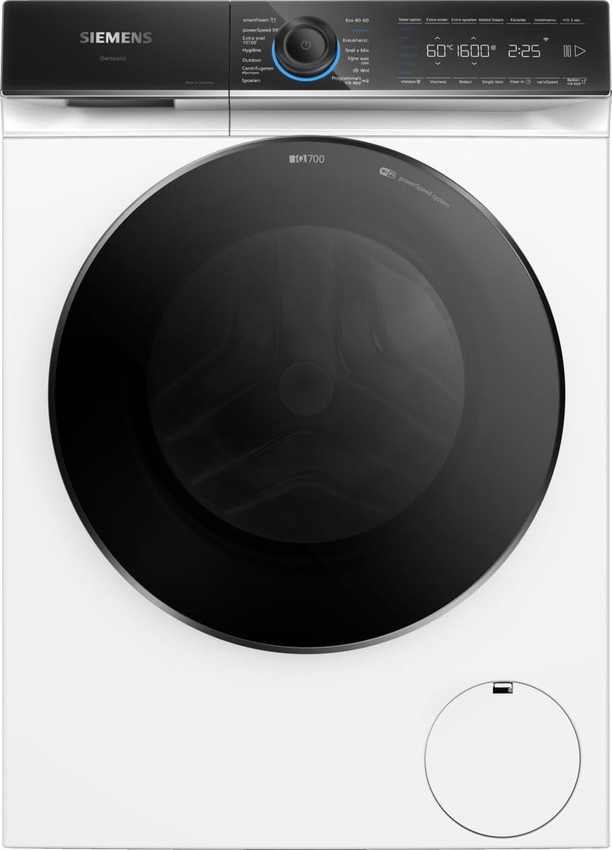 Siemens WG56B20BNL - iQ700 - Wasmachine met stoom - 10 kg - 1600 rpm - 30% zuiniger dan energielabel A - Added Steam-optie zorgt voor 40% minder kreukels - speedPack XL: programma's versnellen - - Home Connect