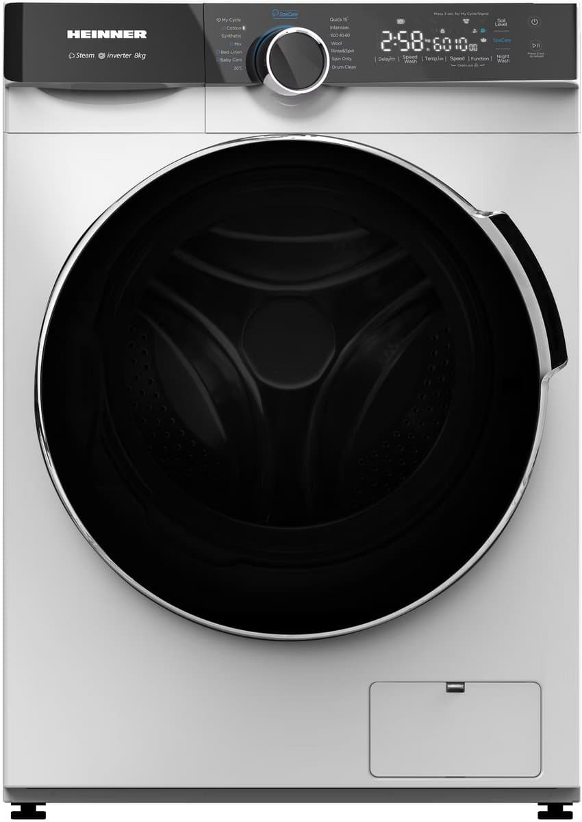 Heinner HWM-M814IVKA++ Wasmachine 8 kg – 1400 tpm – Energieklasse A – Stoomprogramma – 15 min Snelprogramma – Startuitstel – Touchbediening – Wit – 5 Jaar Garantie