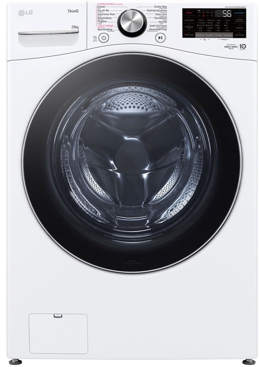 LG LC0R2N2 Wasmachine 20 kg met Intello DD en Inverter Direct Drive voor krachtig en betrouwbaar wassen - TurboWash voor sneller schoon - Spa Steam voor hygiënische zorg en ThinQ slimme bediening. Energieklasse B