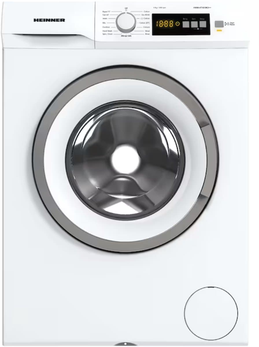Heinner HWM-VT1610KD++ Wasmachine 6 kg – 15 Programma’s Met Allergievriendelijk programma – Eco Logic Systeem – LED Display – 1000 tpm – Wit – 5 Jaar Garantie