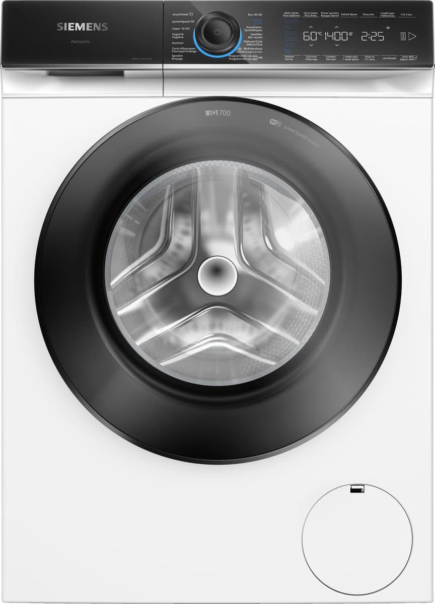 Siemens WG44B21AFG - iQ700 - Wasmachine - Wasmachine met stoom - 9 kg - 1400 rpm - 50% zuiniger dan energielabel A - smartFinish: vermindert kreukels tot 50% - speedPack XL: programma's versnellen - Home Connect - NL/FR Display